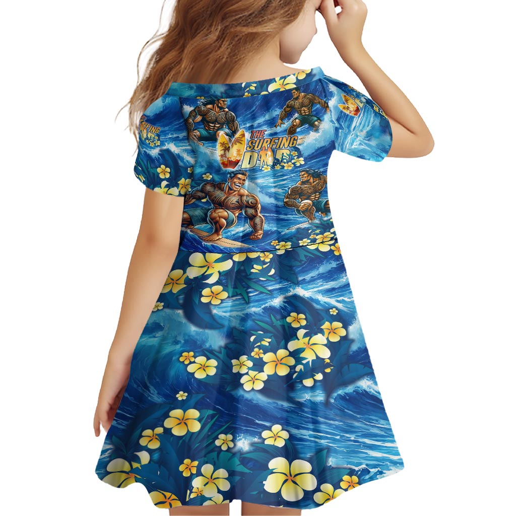 Hawaii Father's Day Kid Short Sleeve Dress The Surfing Dad Polynesian Tattoo
