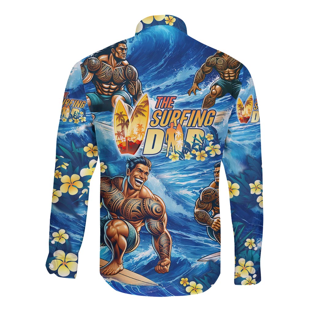Hawaii Father's Day Long Sleeve Button Shirt The Surfing Dad Polynesian Tattoo DT02 - Polynesian Pride