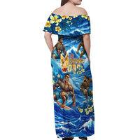Hawaii Father's Day Off Shoulder Maxi Dress The Surfing Dad Polynesian Tattoo DT02 - Polynesian Pride