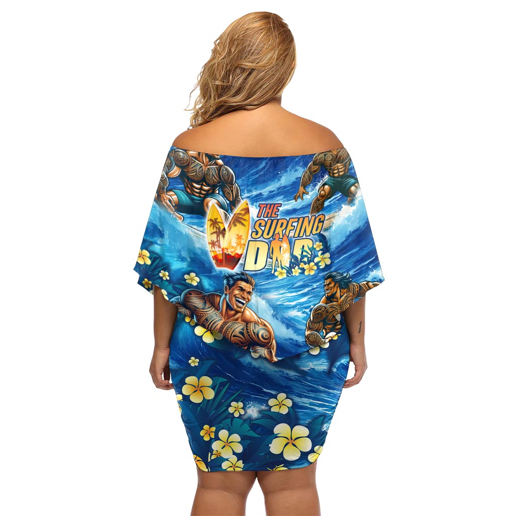 Hawaii Father's Day Off Shoulder Short Dress The Surfing Dad Polynesian Tattoo DT02 - Polynesian Pride
