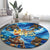 Hawaii Father's Day Round Carpet The Surfing Dad Polynesian Tattoo