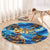 Hawaii Father's Day Round Carpet The Surfing Dad Polynesian Tattoo