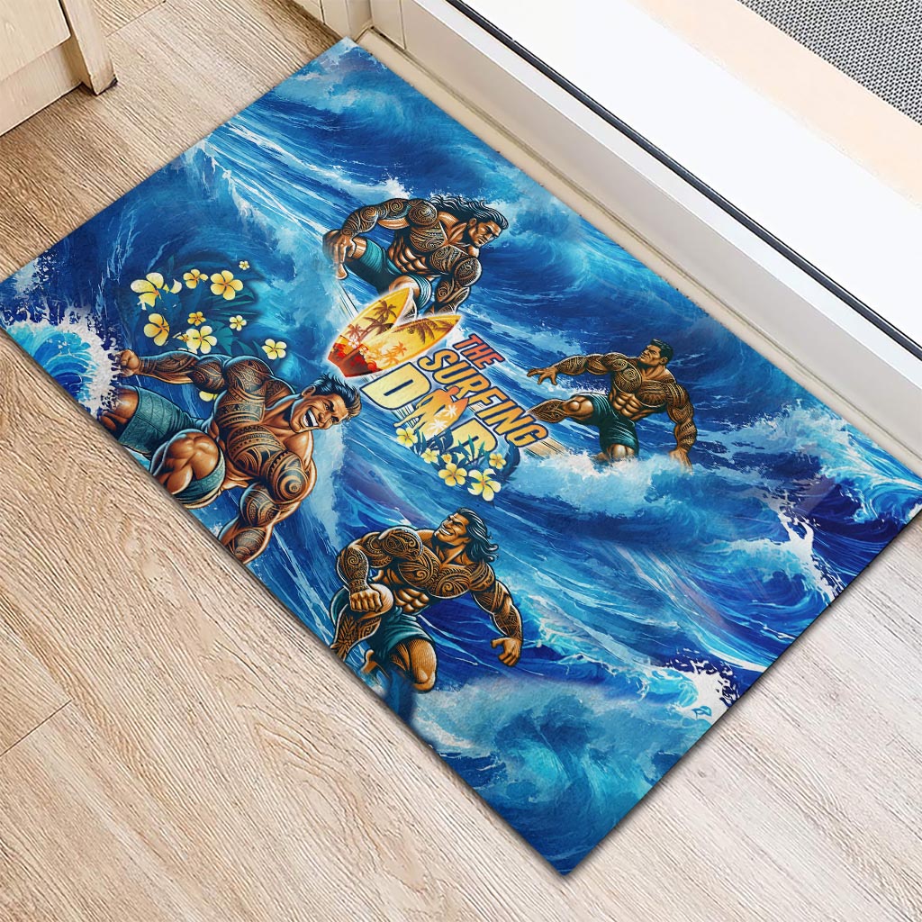 Hawaii Father's Day Rubber Doormat The Surfing Dad Polynesian Tattoo DT02 - Polynesian Pride