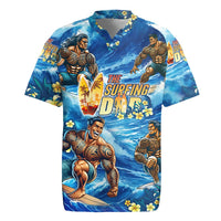 Hawaii Father's Day Rugby Jersey The Surfing Dad Polynesian Tattoo DT02 Blue - Polynesian Pride