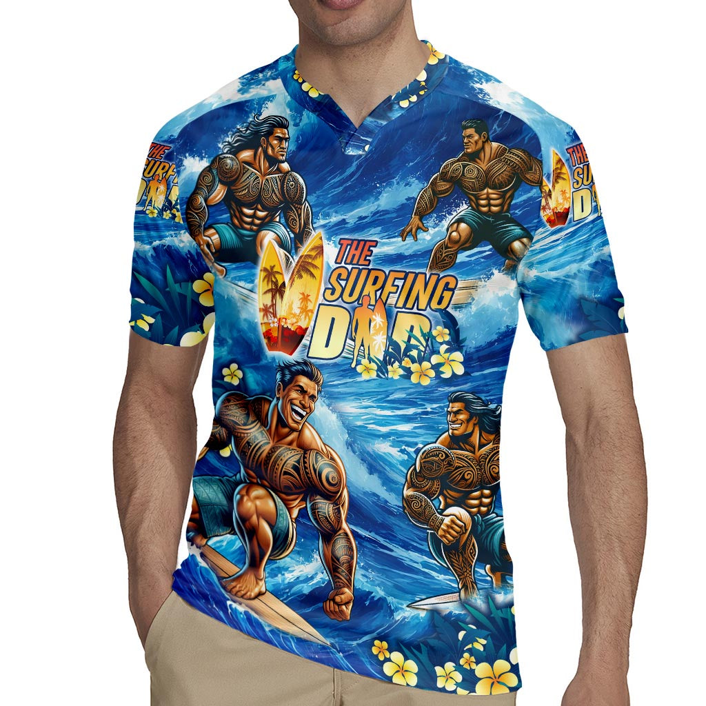 Hawaii Father's Day Rugby Jersey The Surfing Dad Polynesian Tattoo DT02 - Polynesian Pride