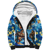 Hawaii Father's Day Sherpa Hoodie The Surfing Dad Polynesian Tattoo DT02 Unisex Blue - Polynesian Pride