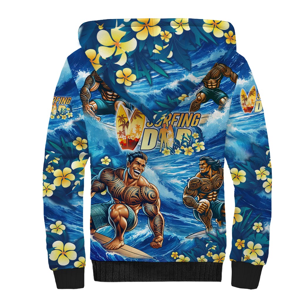 Hawaii Father's Day Sherpa Hoodie The Surfing Dad Polynesian Tattoo DT02 - Polynesian Pride