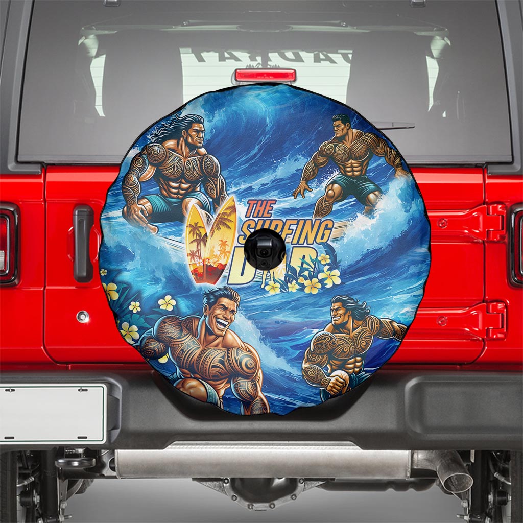 Hawaii Father's Day Spare Tire Cover The Surfing Dad Polynesian Tattoo DT02 - Polynesian Pride