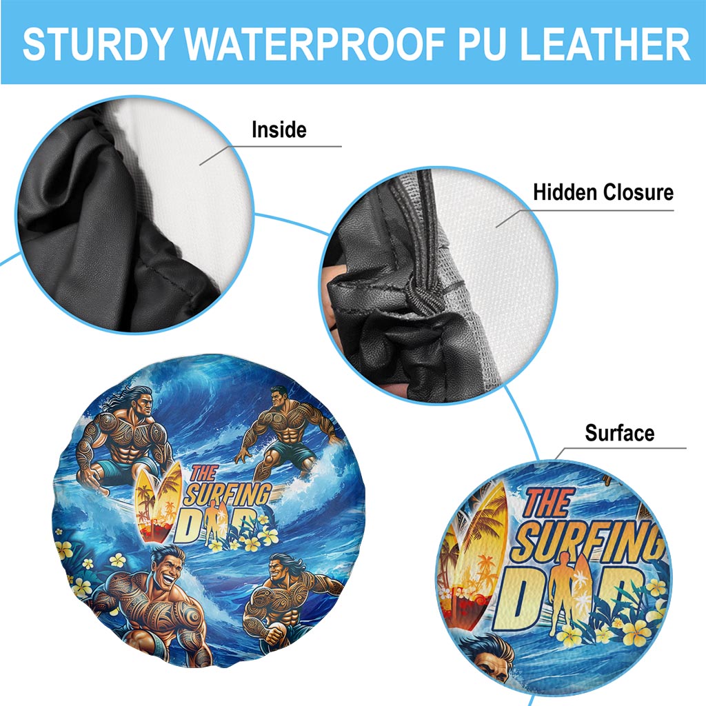 Hawaii Father's Day Spare Tire Cover The Surfing Dad Polynesian Tattoo DT02 - Polynesian Pride