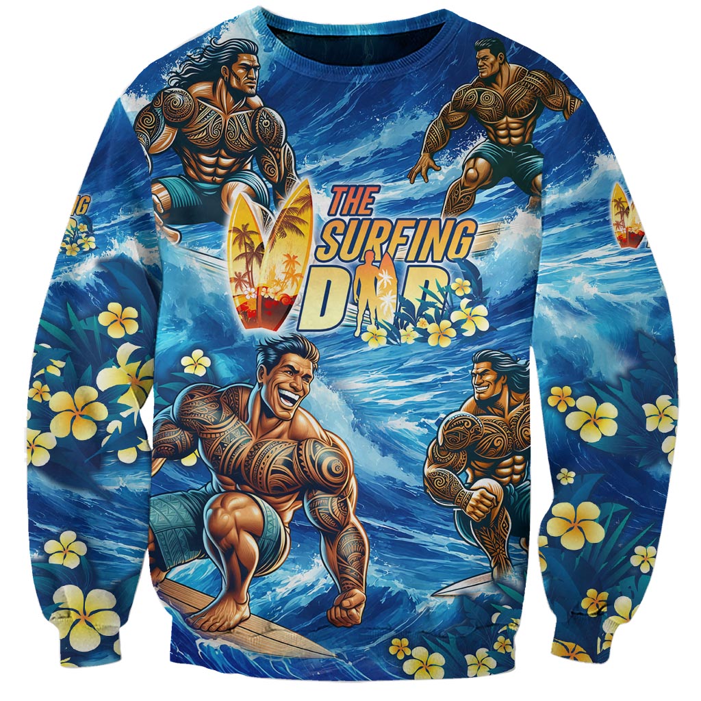 Hawaii Father's Day Sweatshirt The Surfing Dad Polynesian Tattoo DT02 Unisex Blue - Polynesian Pride
