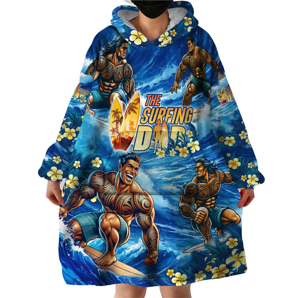 Hawaii Father's Day Wearable Blanket Hoodie The Surfing Dad Polynesian Tattoo DT02 - Polynesian Pride