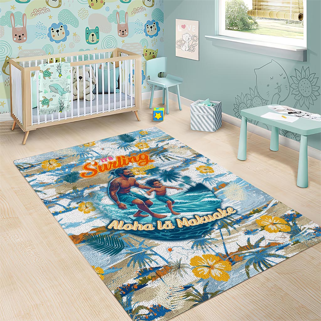 Hawaii Father's Day It's Surfing Time Area Rug Aloha Lā Makuakane