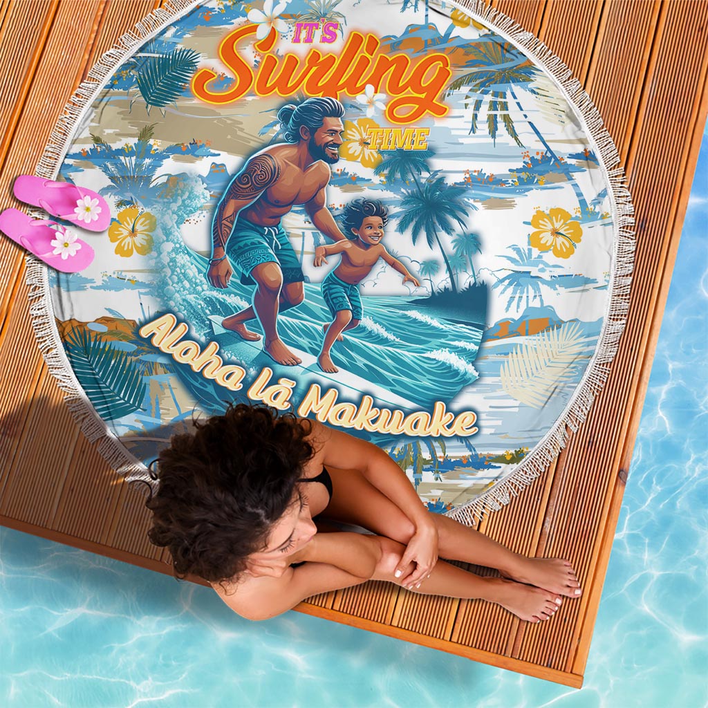 Hawaii Father's Day It's Surfing Time Beach Blanket Aloha L Makuakane DT02 - Polynesian Pride