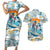 Hawaii Father's Day It's Surfing Time Couples Matching Short Sleeve Bodycon Dress and Hawaiian Shirt Aloha Lā Makuakane