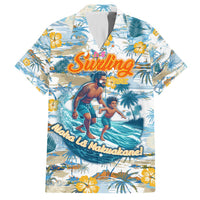 Hawaii Father's Day It's Surfing Time Family Matching Long Sleeve Bodycon Dress and Hawaiian Shirt Aloha L Makuakane DT02 Dad's Shirt - Short Sleeve Blue - Polynesian Pride