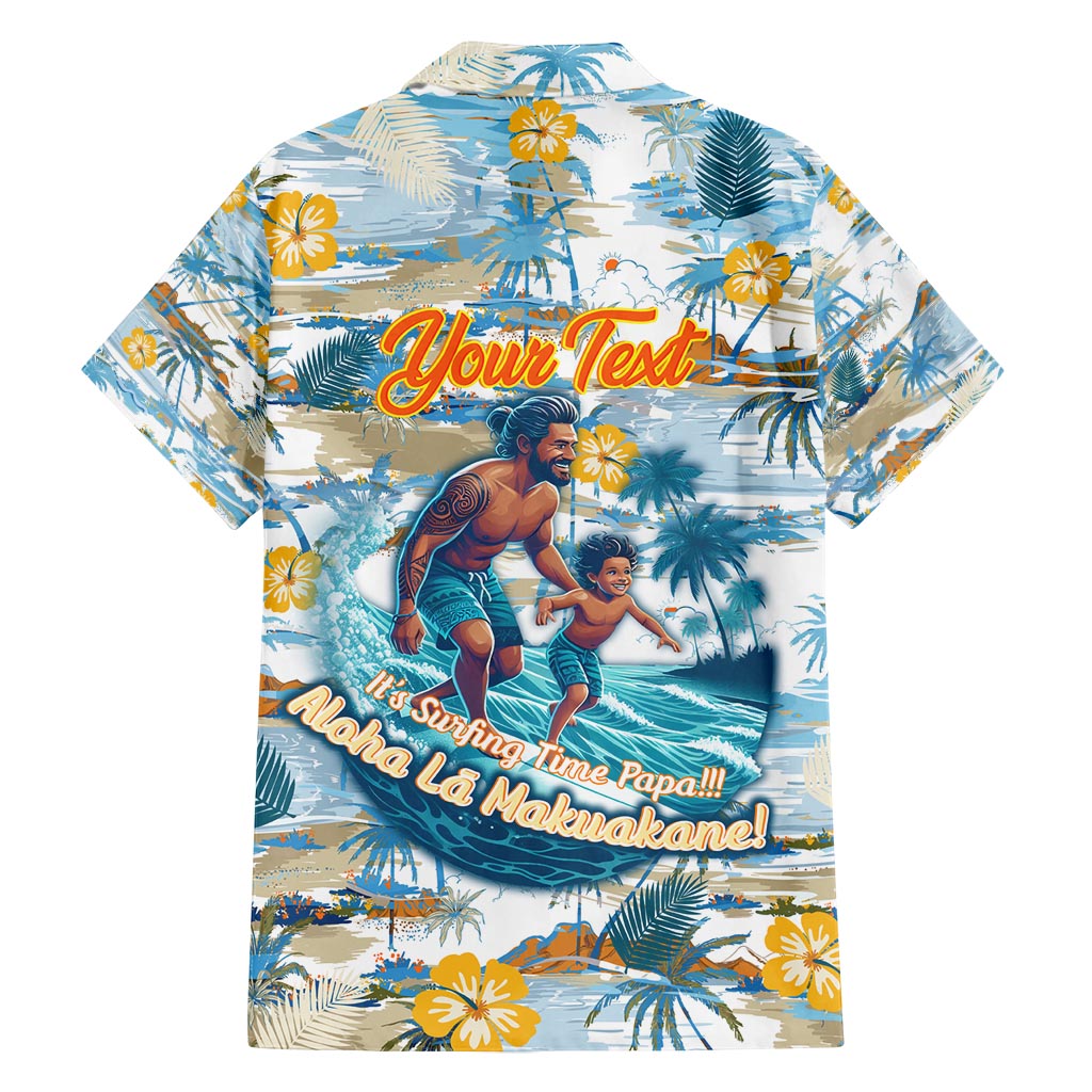 Hawaii Father's Day It's Surfing Time Family Matching Off Shoulder Maxi Dress and Hawaiian Shirt Aloha Lā Makuakane