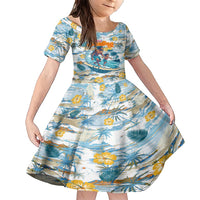 Hawaii Father's Day It's Surfing Time Family Matching Short Sleeve Bodycon Dress and Hawaiian Shirt Aloha Lā Makuakane
