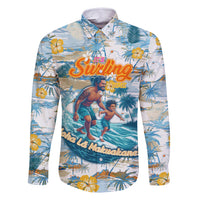 Hawaii Father's Day It's Surfing Time Family Matching Tank Maxi Dress and Hawaiian Shirt Aloha L Makuakane DT02 Dad's Shirt - Long Sleeve Blue - Polynesian Pride