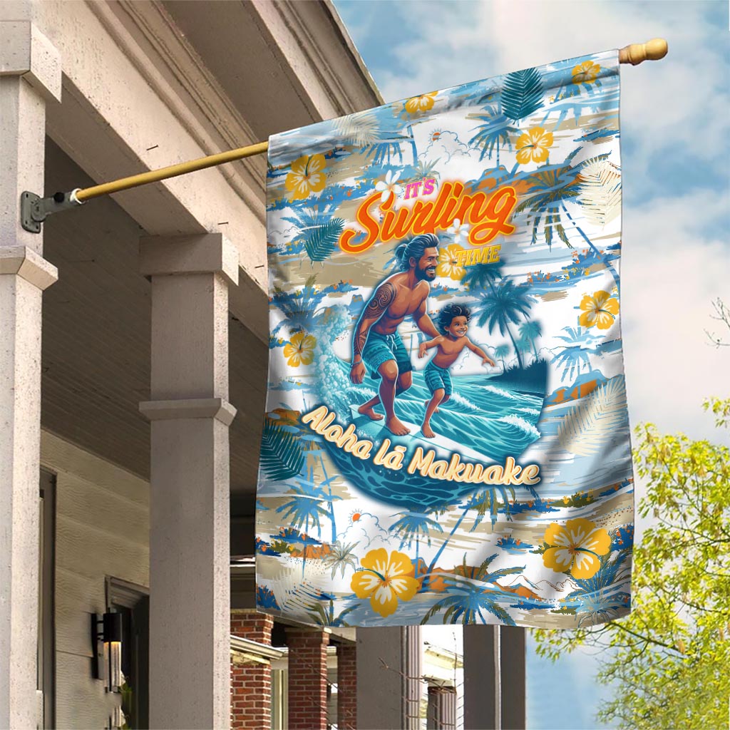 Hawaii Father's Day It's Surfing Time Garden Flag Aloha L Makuakane DT02 House Flag Blue - Polynesian Pride