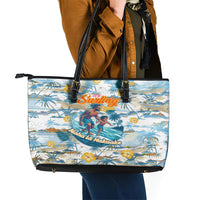 Hawaii Father's Day It's Surfing Time Leather Tote Bag Aloha L Makuakane DT02 - Polynesian Pride