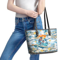 Hawaii Father's Day It's Surfing Time Leather Tote Bag Aloha L Makuakane DT02 - Polynesian Pride