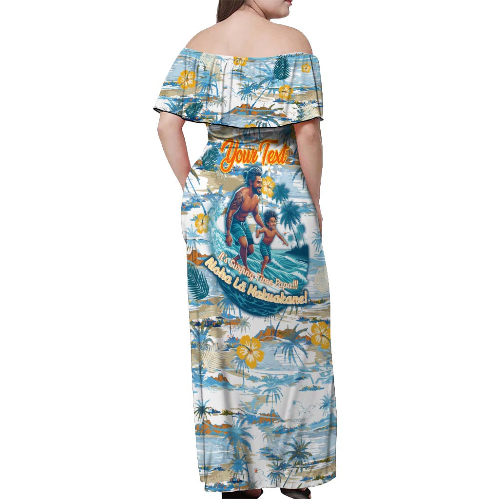 Hawaii Father's Day It's Surfing Time Off Shoulder Maxi Dress Aloha L Makuakane DT02 - Polynesian Pride