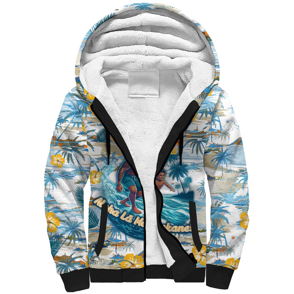 Hawaii Father's Day It's Surfing Time Sherpa Hoodie Aloha Lā Makuakane