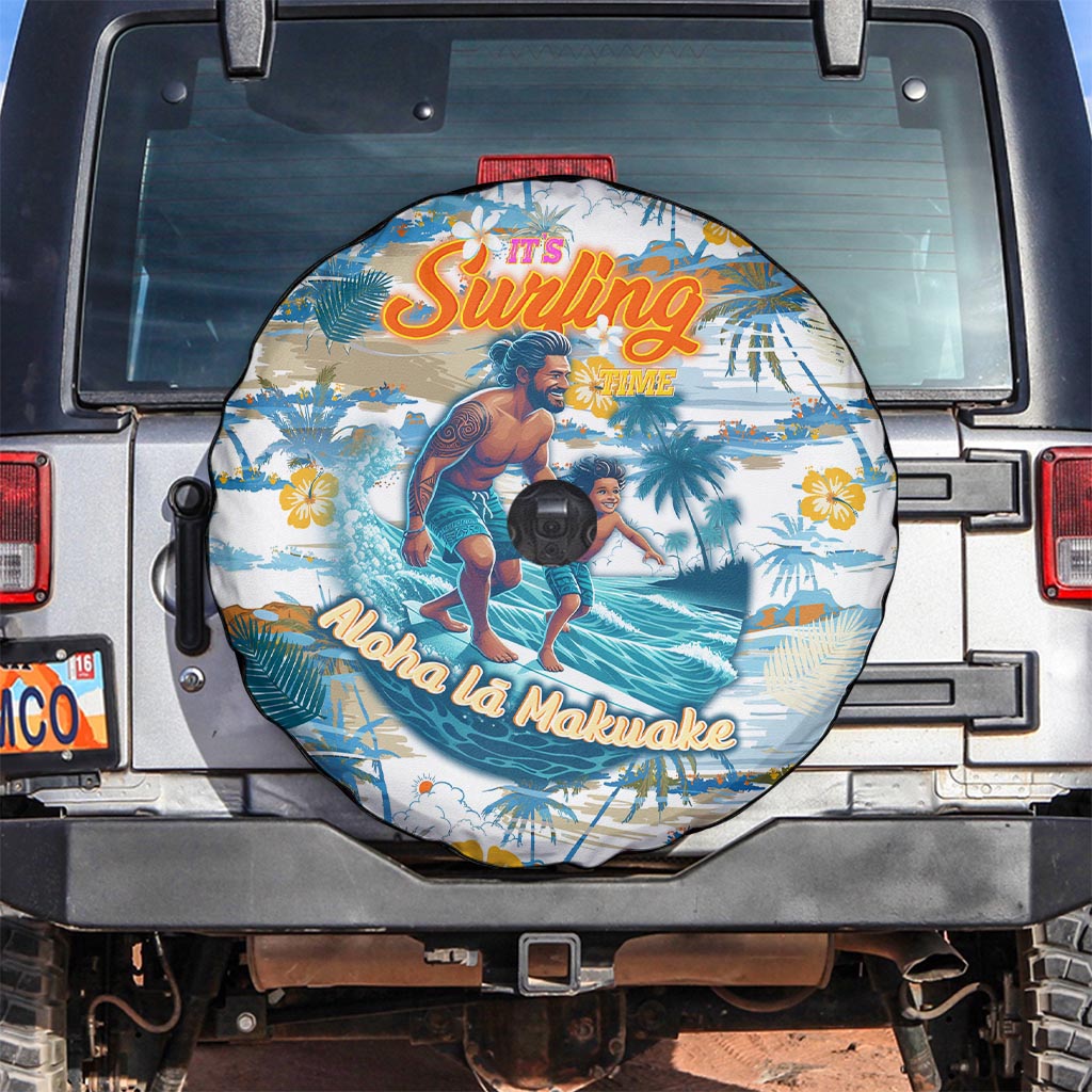 Hawaii Father's Day It's Surfing Time Spare Tire Cover Aloha L Makuakane DT02 Blue - Polynesian Pride