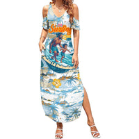 Hawaii Father's Day It's Surfing Time Summer Maxi Dress Aloha L Makuakane DT02 Women Blue - Polynesian Pride