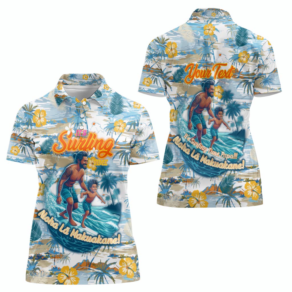 Hawaii Father's Day It's Surfing Time Women Polo Shirt Aloha L Makuakane DT02 - Polynesian Pride