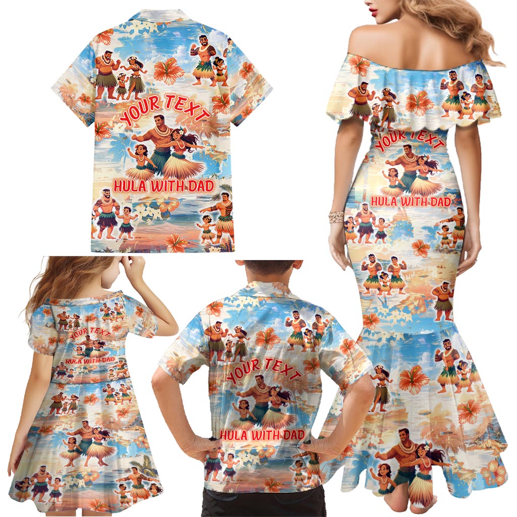 Hawaii Father's Day Family Matching Mermaid Dress and Hawaiian Shirt Hula With Dad