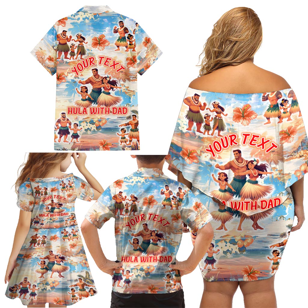 Hawaii Father's Day Family Matching Off Shoulder Short Dress and Hawaiian Shirt Hula With Dad DT02 - Polynesian Pride