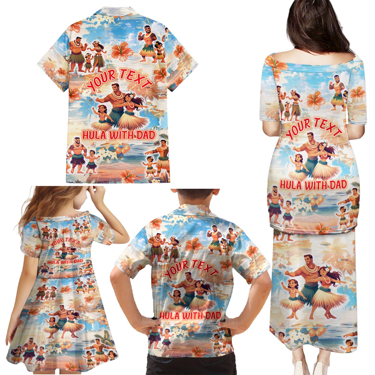 Hawaii Father's Day Family Matching Puletasi and Hawaiian Shirt Hula With Dad DT02 - Polynesian Pride