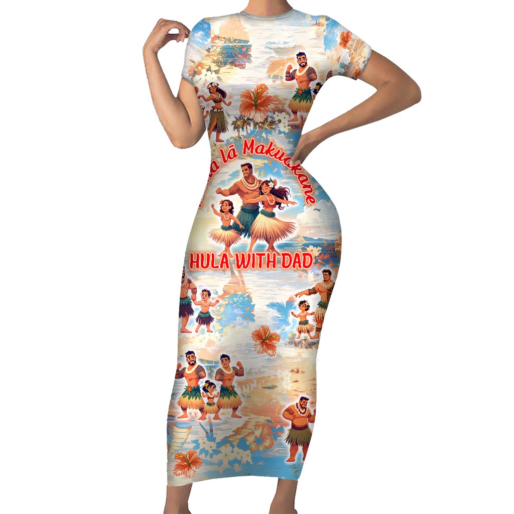 Hawaii Father's Day Family Matching Short Sleeve Bodycon Dress and Hawaiian Shirt Hula With Dad DT02 Mom's Dress Art - Polynesian Pride