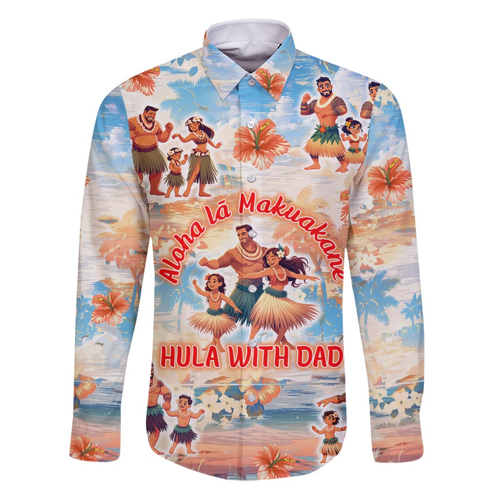 Hawaii Father's Day Family Matching Summer Maxi Dress and Hawaiian Shirt Hula With Dad DT02 Dad's Shirt - Long Sleeve Art - Polynesian Pride