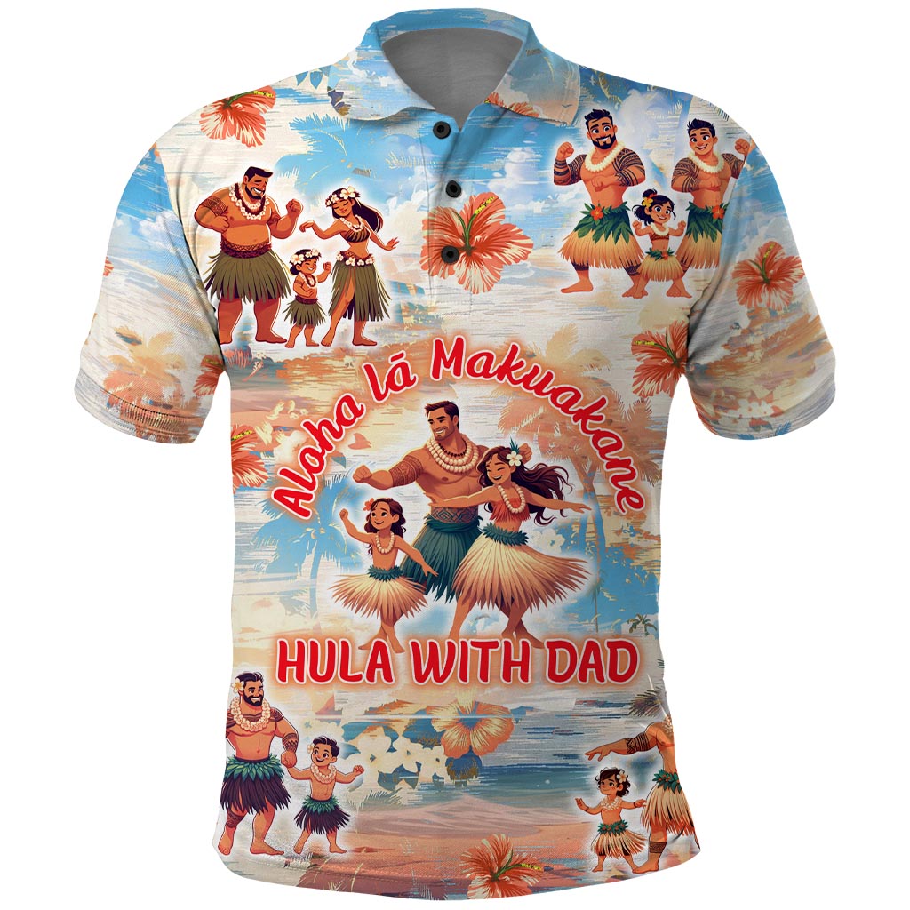 Hawaii Father's Day Polo Shirt Hula With Dad