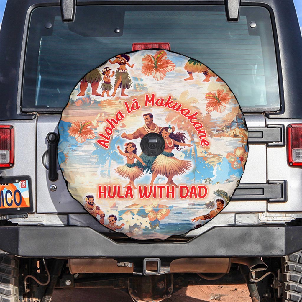 Hawaii Father's Day Spare Tire Cover Hula With Dad