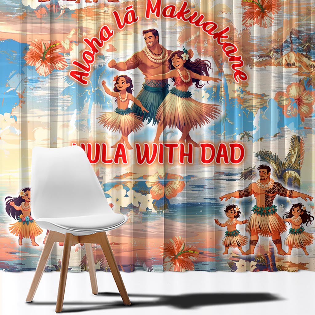 Hawaii Father's Day Window Curtain Hula With Dad DT02 - Polynesian Pride