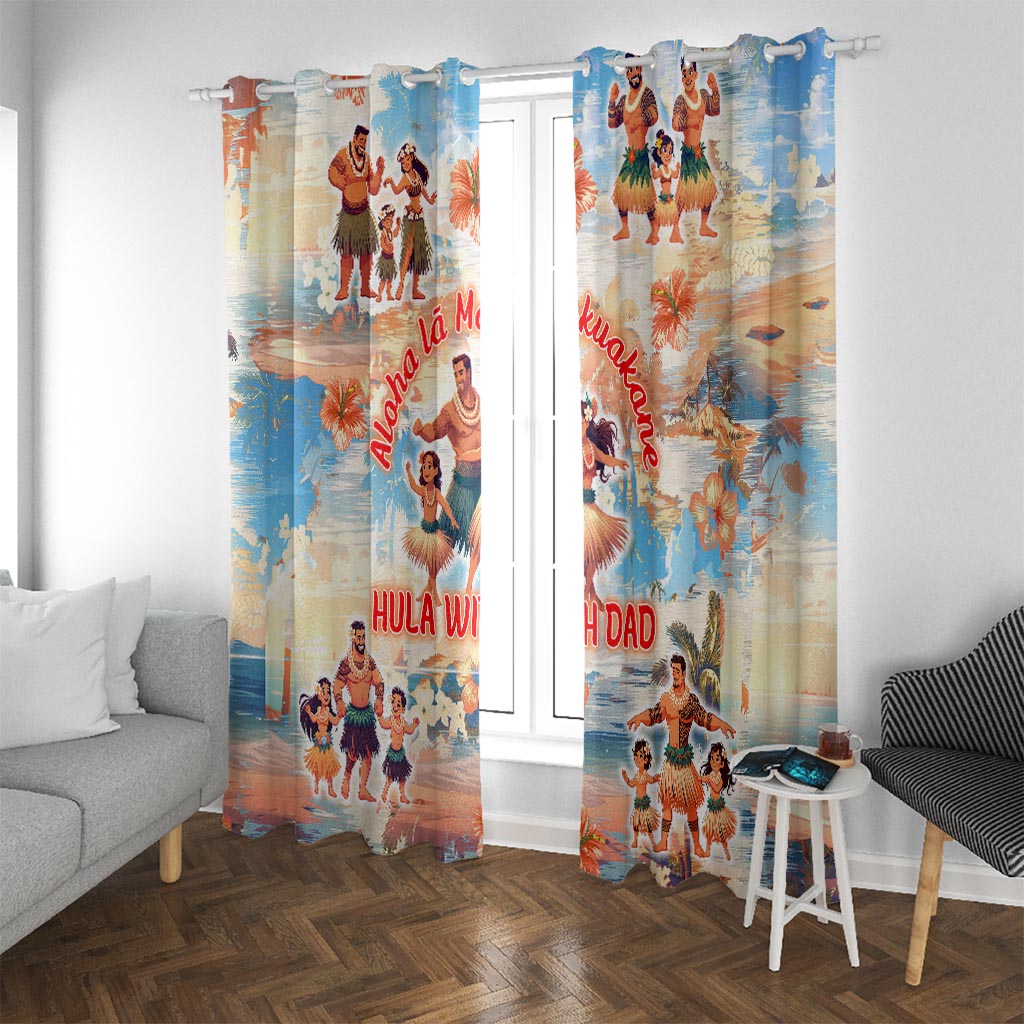 Hawaii Father's Day Window Curtain Hula With Dad DT02 With Grommets Art - Polynesian Pride