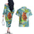 Palau Father's Day Polynesia Couples Matching Off The Shoulder Long Sleeve Dress and Hawaiian Shirt Dad and Son