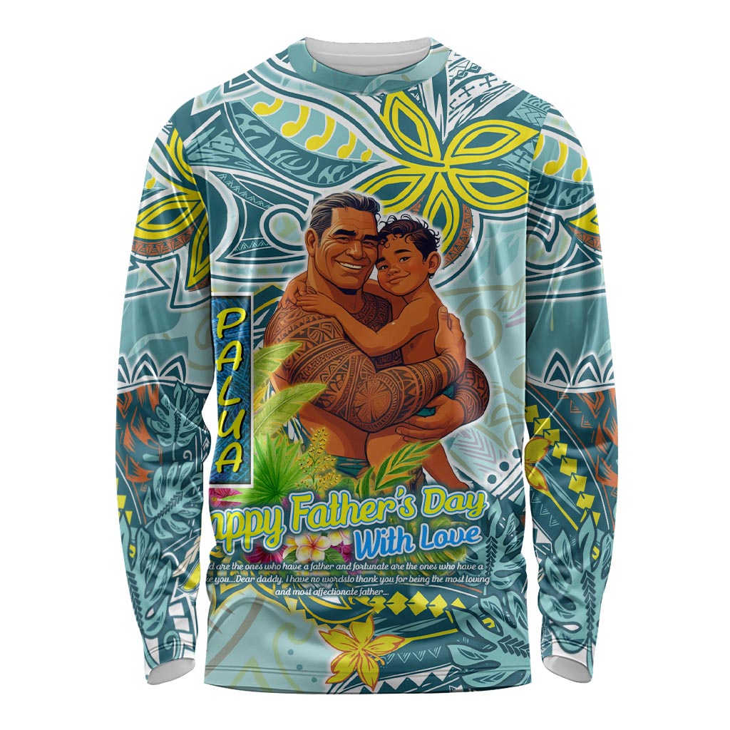 Palau Father's Day Polynesia Long Sleeve Shirt Dad and Son