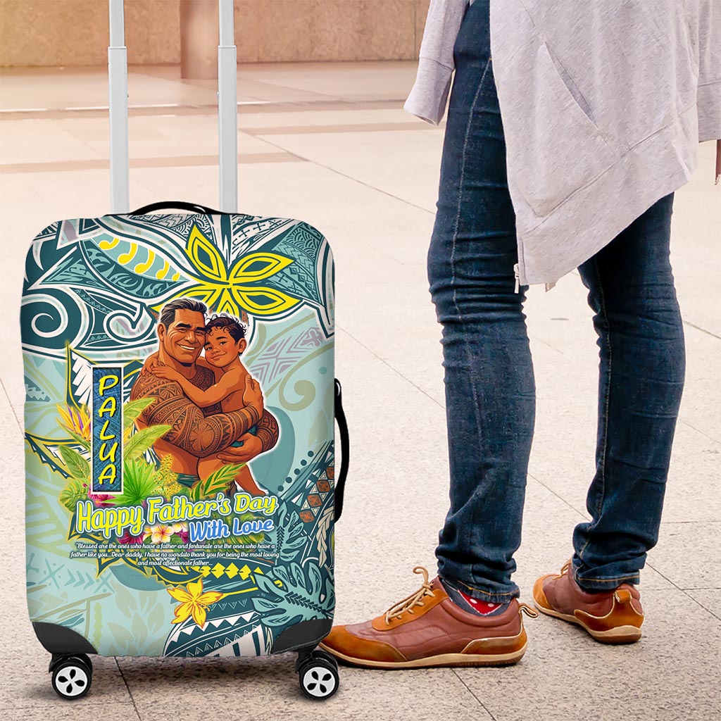 Palau Father's Day Polynesia Luggage Cover Dad and Son