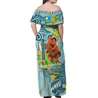 Palau Father's Day Polynesia Off Shoulder Maxi Dress Dad and Son