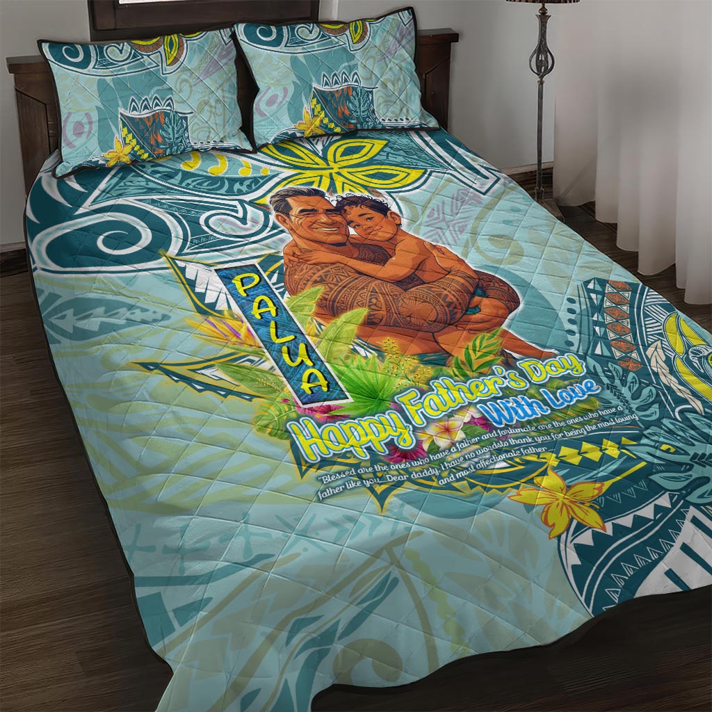 Palau Father's Day Polynesia Quilt Bed Set Dad and Son