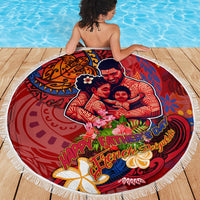 Happy Father's Day French Polynesia Beach Blanket Family Turtle Hibiscus DT02 - Polynesian Pride