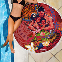 Happy Father's Day French Polynesia Beach Blanket Family Turtle Hibiscus DT02 - Polynesian Pride