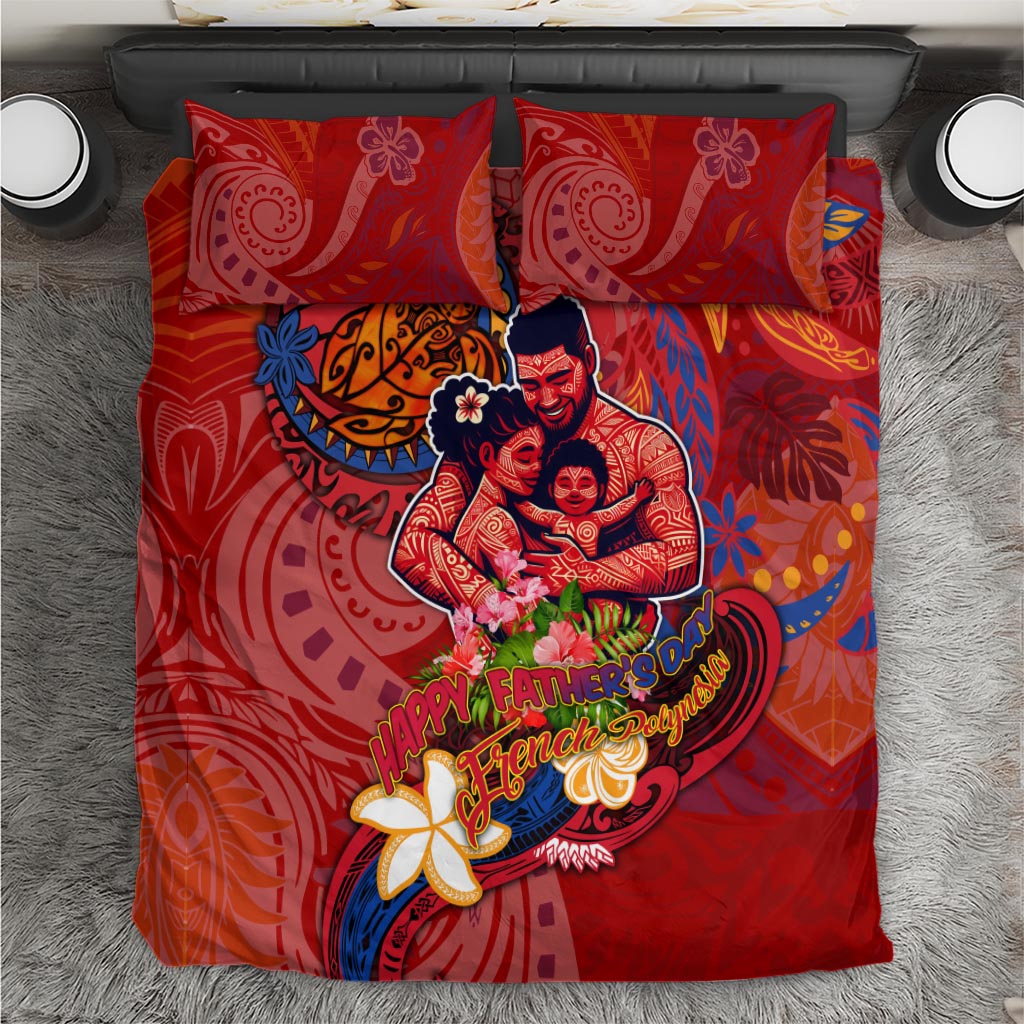 Happy Father's Day French Polynesia Bedding Set Family Turtle Hibiscus DT02 Red - Polynesian Pride