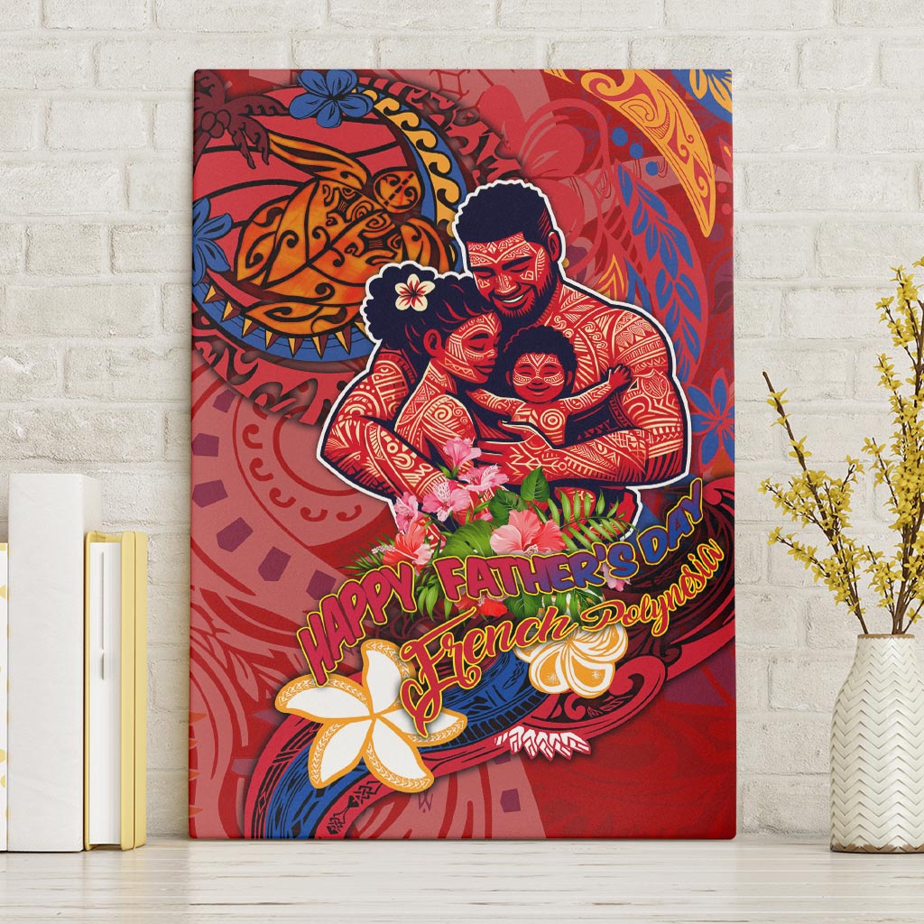 Happy Father's Day French Polynesia Canvas Wall Art Family Turtle Hibiscus