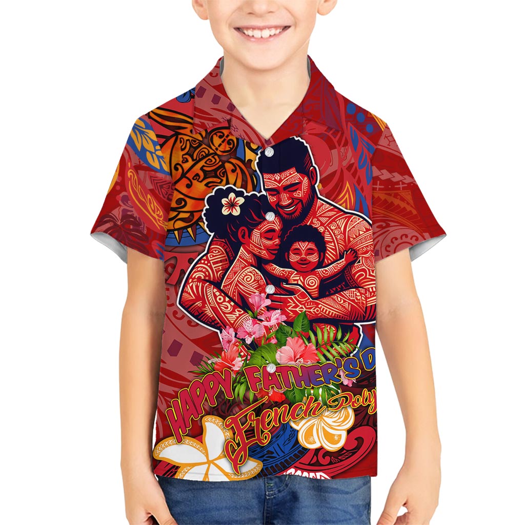 Happy Father's Day French Polynesia Family Matching Off Shoulder Short Dress and Hawaiian Shirt Family Turtle Hibiscus DT02 Son's Shirt Red - Polynesian Pride