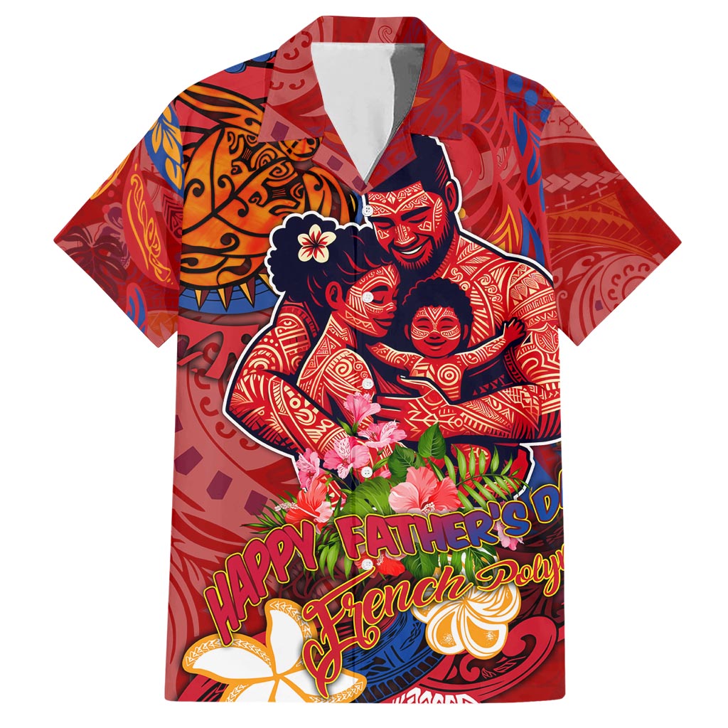 Happy Father's Day French Polynesia Hawaiian Shirt Family Turtle Hibiscus DT02 Red - Polynesian Pride
